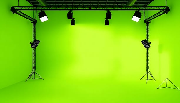 Green Screen Studio Setup with Professional Lighting for Creative Projects photo