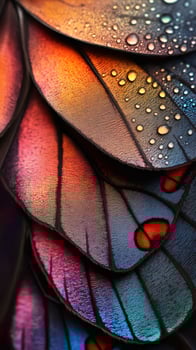 Colorful butterfly wings covered in dew showing iridescent colors photo