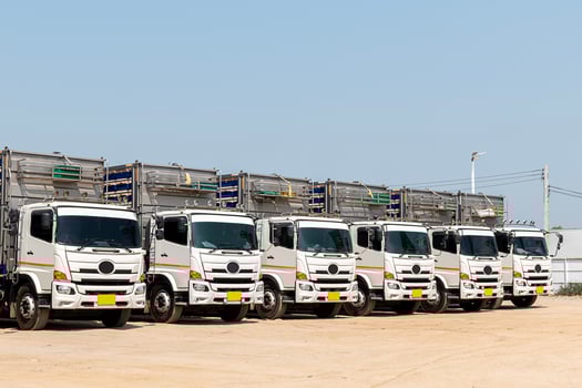 White trailer parked in a row photo