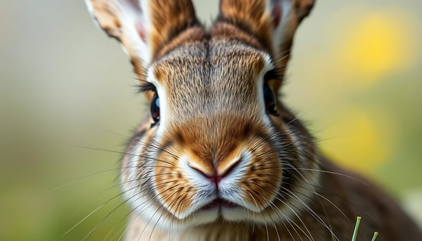 Closeup of a Cute Rabbit Face with Soft Fur and Bright Eyes photo