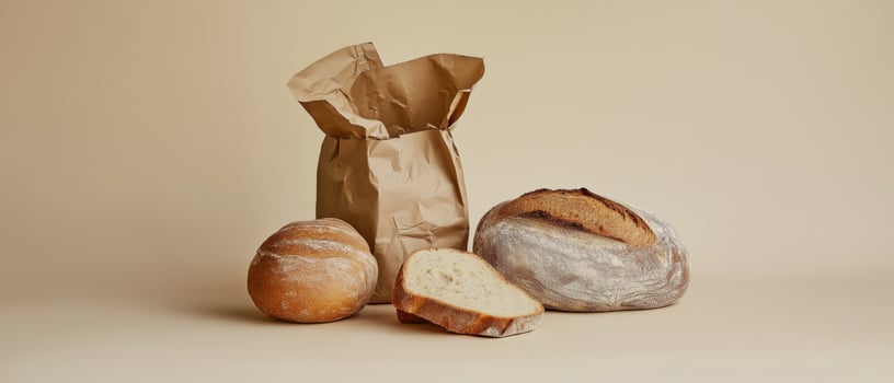 Fresh Bread Still Life With Paper Bag photo
