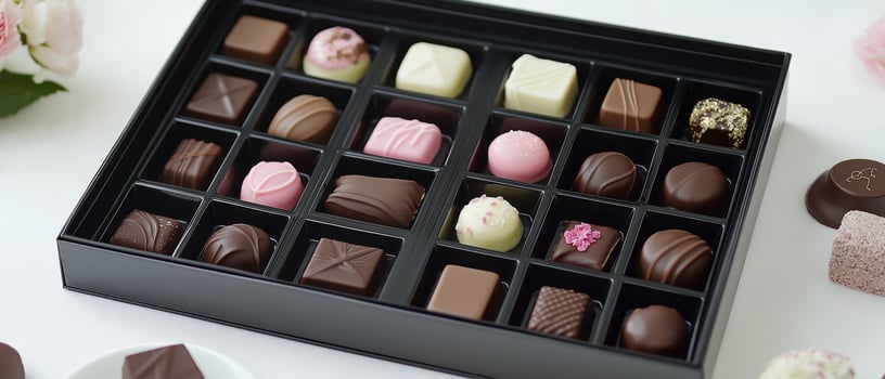 Assorted Chocolates In Black Gift Box photo