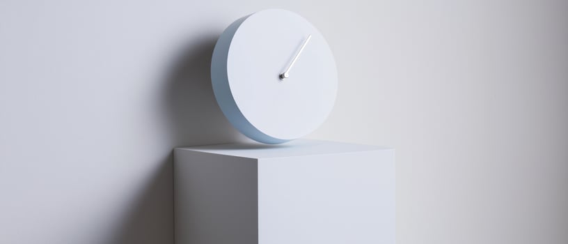 Minimalist White Clock On White Cube photo