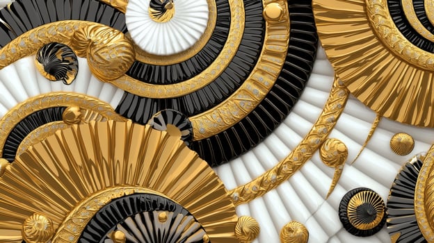Gold and black fans on a white background photo