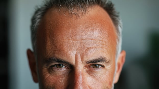 A close up of a man with a gray beard photo