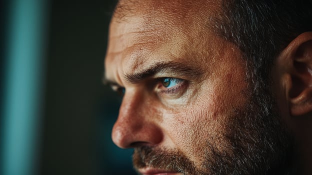A man with a beard and blue eyes photo
