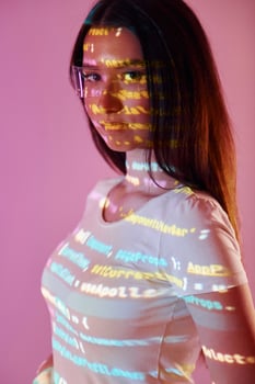 A woman with a computer code on her shirt photo