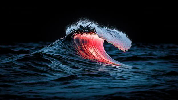 Stunning Ocean Wave at Night Pink and Blue Hues Dramatic Seascape photo