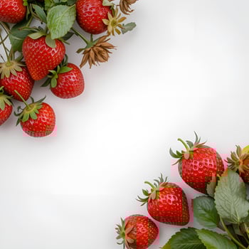 strawberries on white background with copy space photo