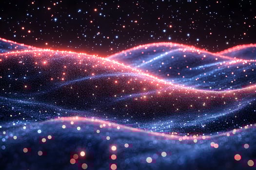 Futuristic Cosmic Landscape with Glowing Waves of Light for Digital Artwork photo