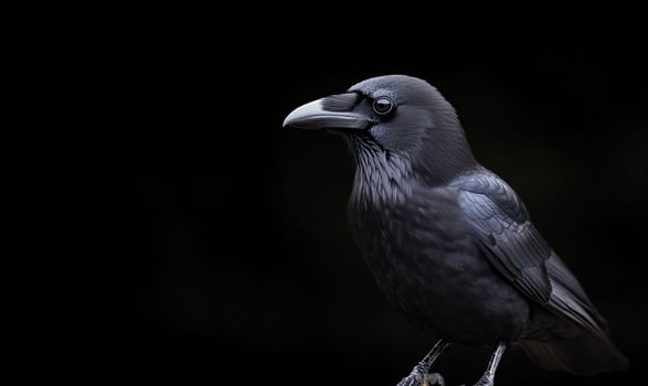 Black Crow Profile Against Dark Background photo