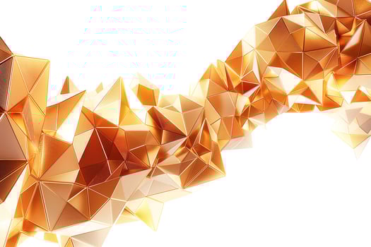Abstract geometric shapes in shimmering gold hues create a dynamic visual flow. photo