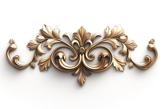 Elegant ornamental design in gold and cream tones, showcasing intricate floral patterns. photo