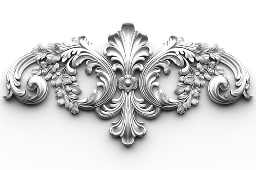 Elegant silver decorative wall ornament with intricate floral designs. photo