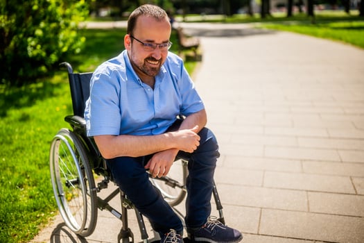 Handicapped is having nice time on sunny day photo