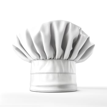 A classic white chef's hat displayed on a clean background, symbolizing culinary artistry and professionalism. photo