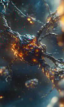 Detailed microscopic view showcasing the intricate structure of cancerous cells photo