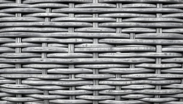 Close up of woven wicker texture in shades of gray highlighting the intricate weave pattern photo