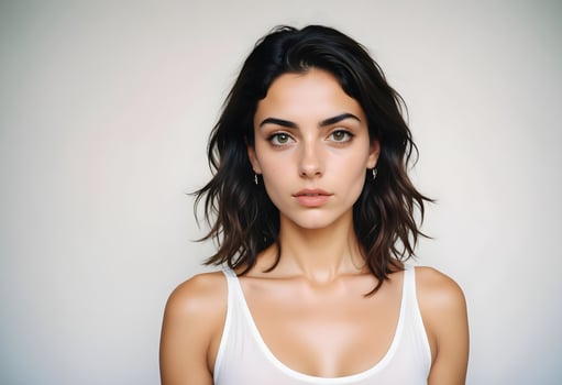 Italian woman with captivating features and smooth, glowing skin photo