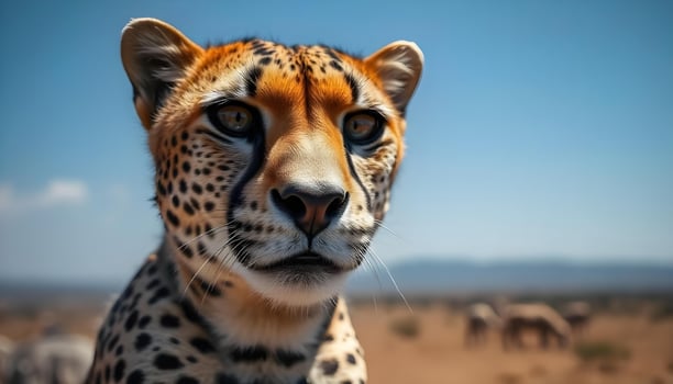 A cheetah is looking at the camera photo