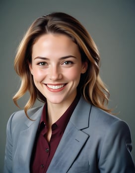 Confident young American woman in business attire smiling photo