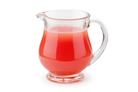 A glass pitcher filled with a red liquid photo
