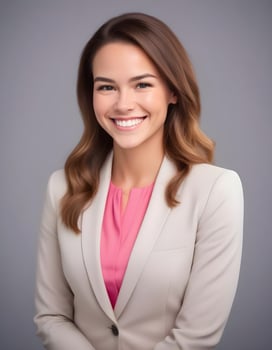 Young woman in a suit with a confident smile photo