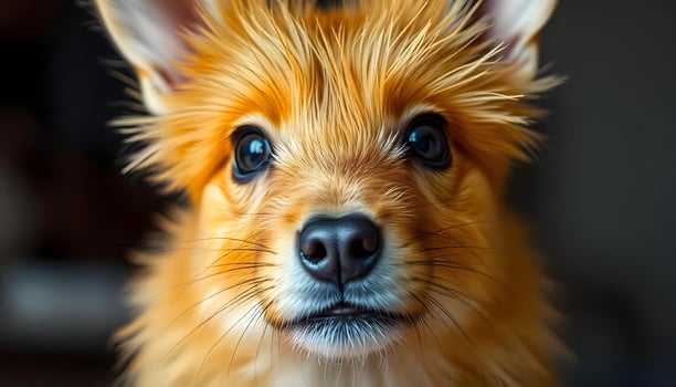 A close up of a dog with long hair photo