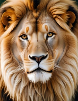 A lion's face is shown in this digital painting photo