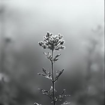 Black and white photograph of a single flower photo