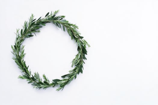 Fresh greenery wreath showcases minimalist elegance for home decor and seasonal festivities photo