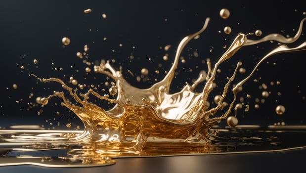 Dramatic Black and Gold Liquid Splash Abstract Art photo