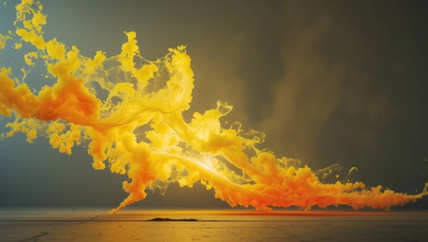 Light leak with intense yellow and orange hues creates a dramatic and fiery background photo