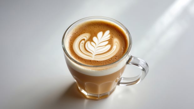 Macro Shot of a Glass of Honey Vanilla Latte. photo