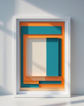 Abstract Frame Design with Parallel Rectangles of Teal Orange and Cream Colors Arrangement. photo