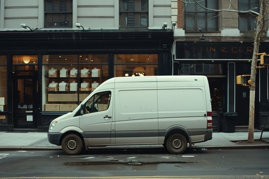 Secure Package Delivery to Jewelry Store with Surveillance and Security Measures at Night photo