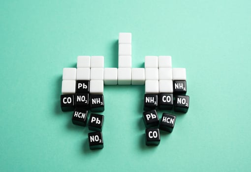 Concept of smokers lungs with harmful substances and carcinogenic microelements. Lung disease and cancer. Public health campaigns highlight the dangers of smoking-related illnesses. photo