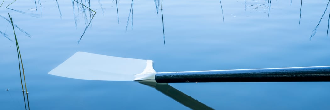 hatchet sculling oar on a calm lake photo