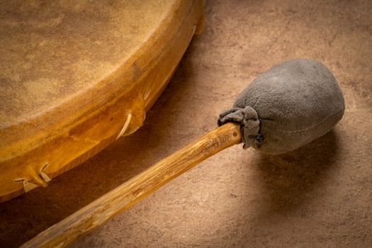 native American style, shaman frame drum covered by goat skin photo
