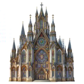 A stunning gothic-style cathedral featuring intricate spires and colorful stained glass windows. photo