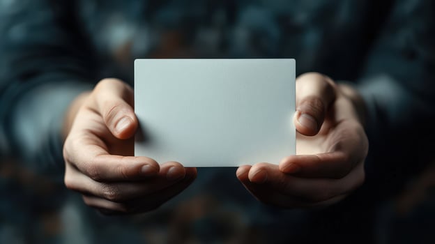 High-resolution image of hands holding blank card with space photo