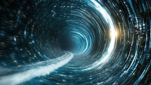 mesmerizing tunnel of light and data, representing vastness of internet photo