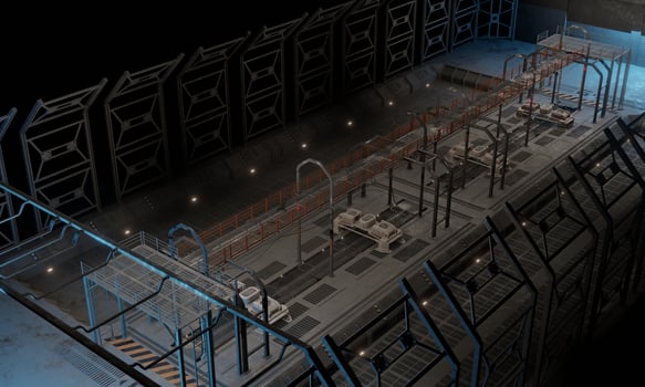 Top view military base architecture modular at night 3d rendering wallpaper background photo