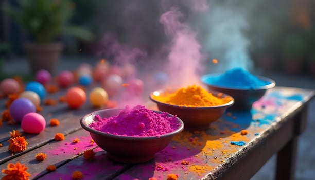 Holi festival colors in bowls photo