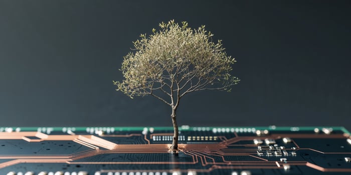 A tree growing on top of a circuit board photo