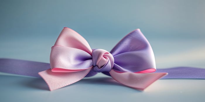 Pink and purple bow celebrating special occasions on blue background photo
