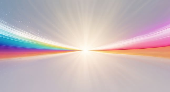 A rainbow colored background with a sun shining through it photo