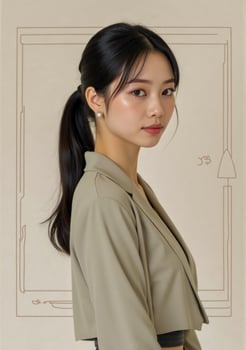 A woman in a black top and jacket posing photo