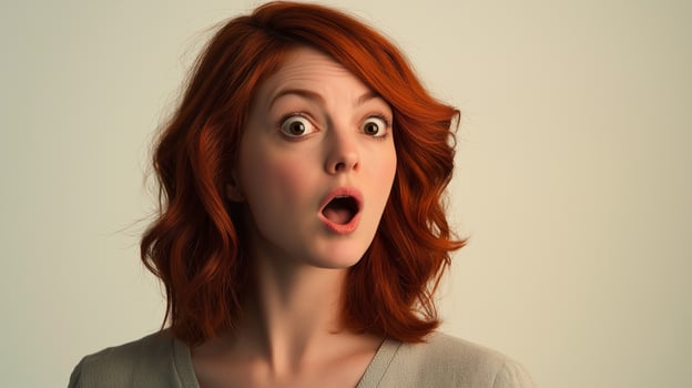 Young woman with surprised face expression photo