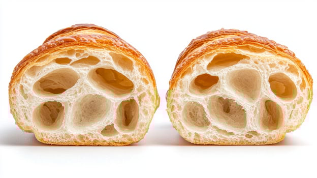 Captivating Cross-Section of a Delicious Croissant A Gastronomic Journey into Flaky Layers and Buttery Perfection Explore the intricate details of this classic pastry, revealing its airy interior and photo